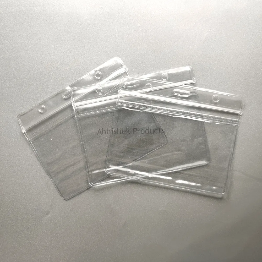A002 10.5x6.5 cm – Clear Waterproof Zip Lock ID Card Holders/Badge for School, Office - Horizontal