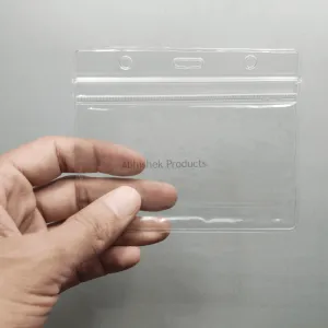 A002 10.5x6.5 cm – Clear Waterproof Zip Lock ID Card Holders/Badge for School, Office - Horizontal