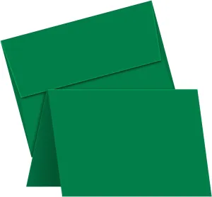 A2 Green Blank Greeting Cards with Green Envelopes – Great for Holiday, Christmas and New Year Greetings, Invitations, and Thank You Cards | 4.25” x 5.5” (When Folded) | 25 Cards and 25 Envelopes