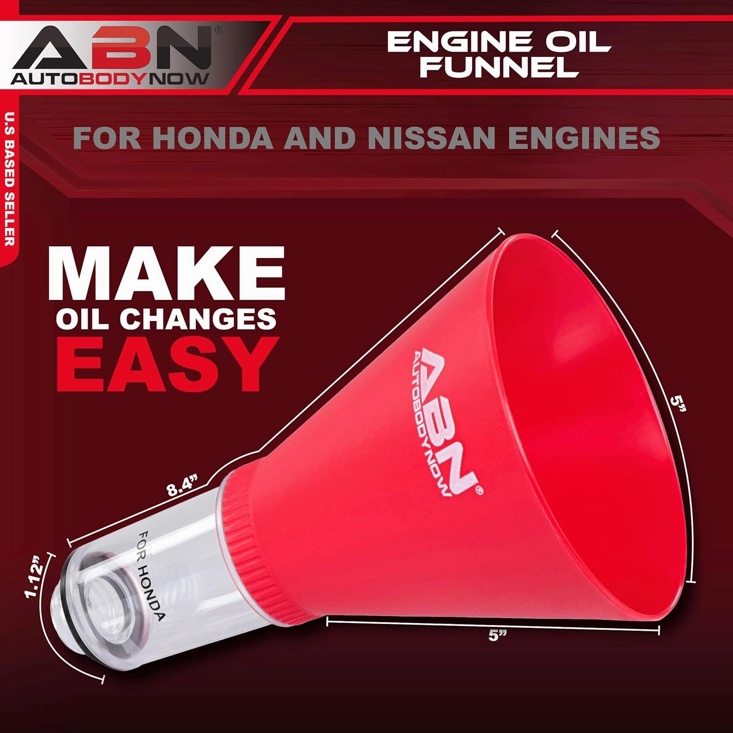 ABN Automotive Engine Oil Funnel - Compatible with Honda and Nissan for No Spill Oil Change