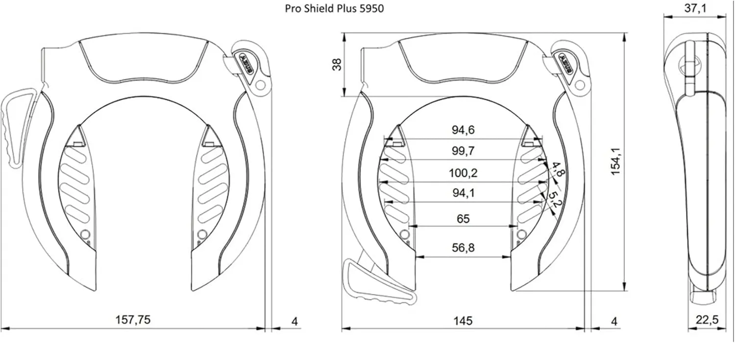 ABUS PRO Shield Plus 5950 R Frame Lock - Bike Lock for Attachment to The Bike Frame - 8.5 mm - Security Level 9 - Black