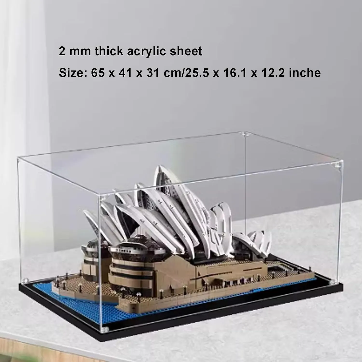 Acrylic Display Box for Lego Sydney Opera House 10234 Model Kit, Dustproof Clear Box, Collectible Countertop Display Case (Box Only) (2 mm)