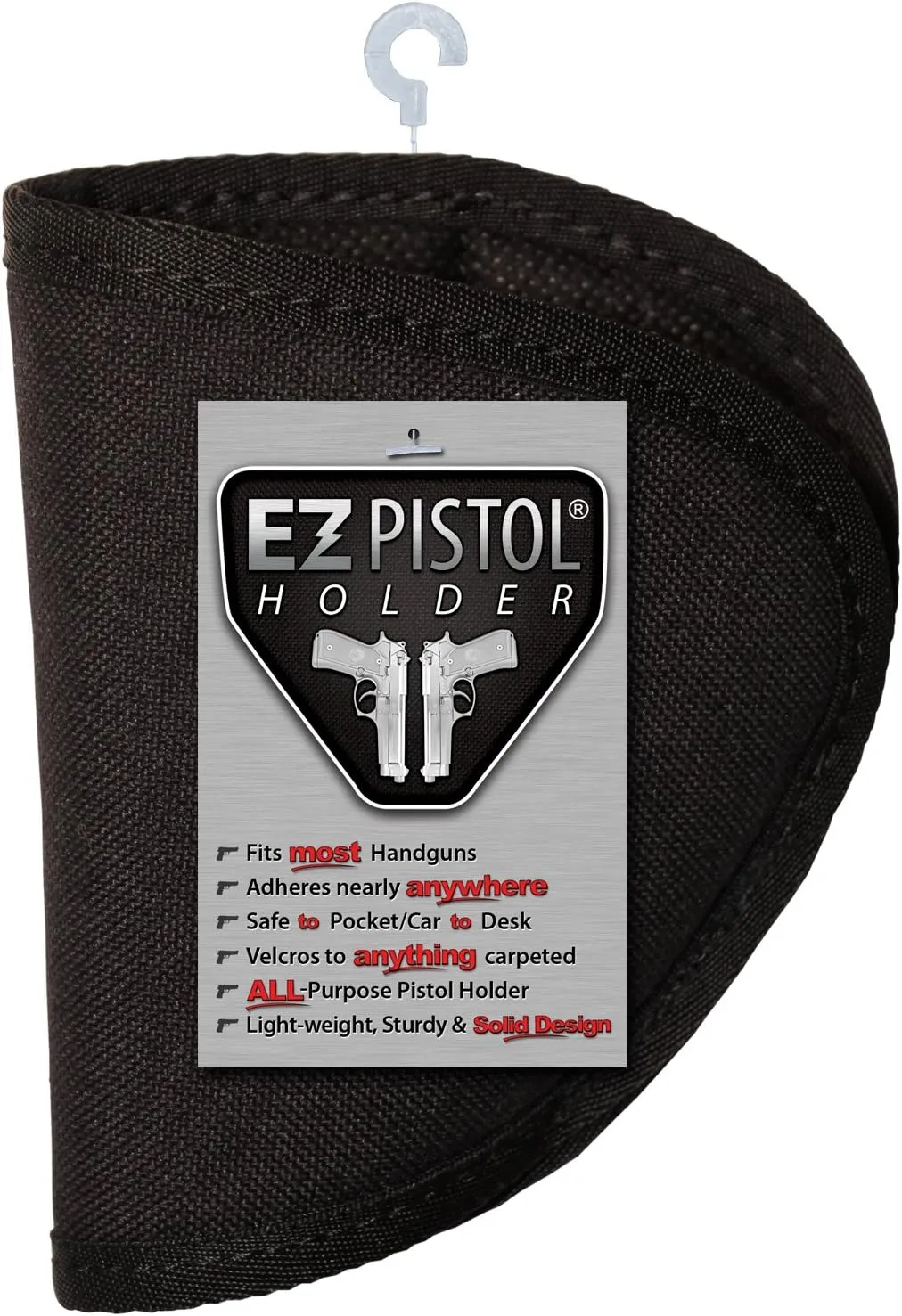 Adhesive Handgun Holster Organizer Gun Safe, Car, Desk, Carpet-Firearm Protection w Nylon Padded Interior, Full Size, 9mm