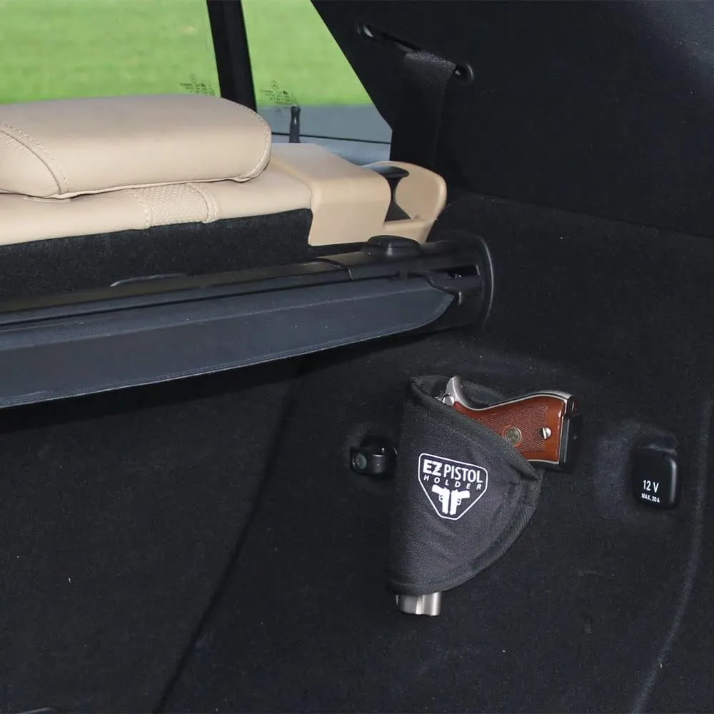 Adhesive Handgun Holster Organizer Gun Safe, Car, Desk, Carpet-Firearm Protection w Nylon Padded Interior, Full Size, 9mm