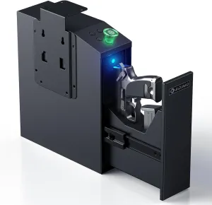 ADIMO Handgun Safe, Slider Biometric Fingerprint Gun Safe for Handgun Supports 3 Quickly Access Ways, Fingerprint, PIN Code and Key, Pistol Safe for Car, Truck, Desk, Bedside Gun Safe