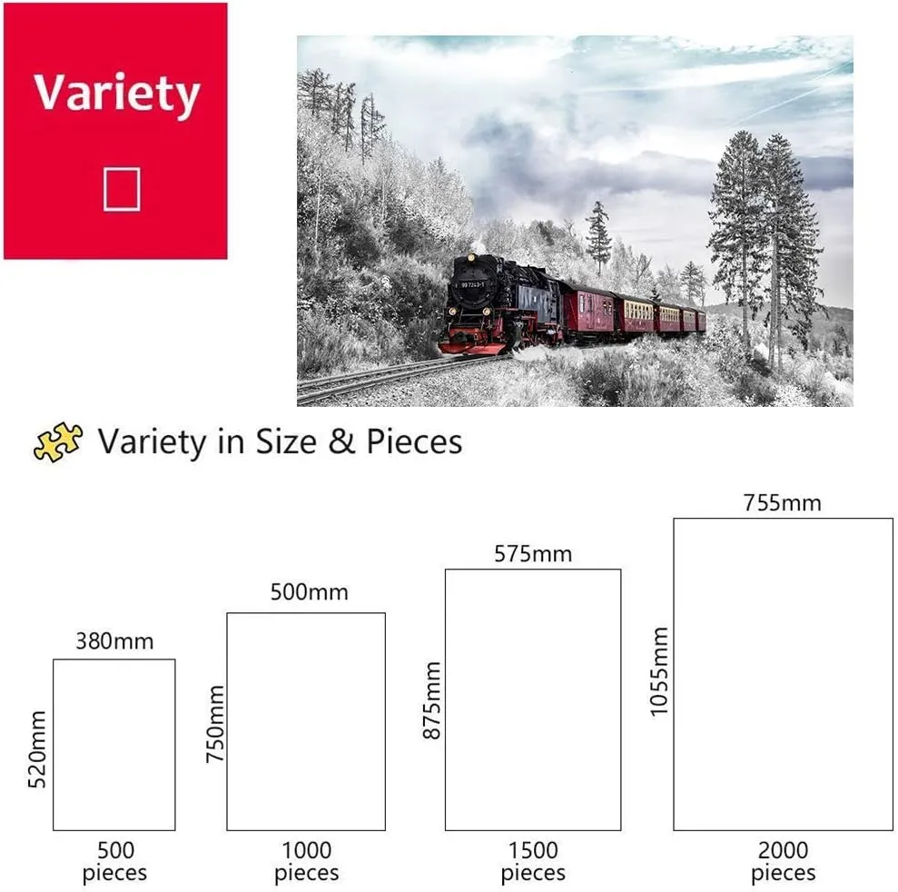 Adult Family Entertainment Puzzles, Trains in The Snow, Home Wall Decoration Paintings, Educational Toys, IQ Challenge, 500/1000/1500/2000 Pieces