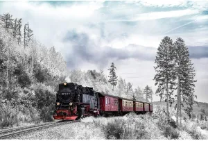Adult Family Entertainment Puzzles, Trains in The Snow, Home Wall Decoration Paintings, Educational Toys, IQ Challenge, 500/1000/1500/2000 Pieces