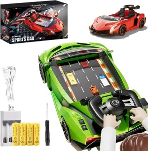 Adventure Race Car Steering Wheel Toy, Racing Game for Toddlers, SteerJoy Driving Simulator, Simulation Driving Car Toy Interactive Toddler Racing Game for Kids 3 , 100 Levels to Pass (Green)