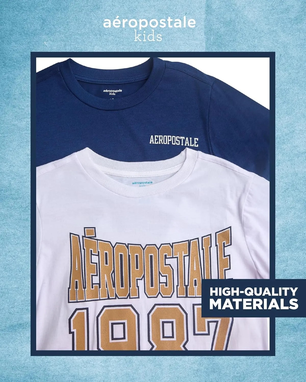 AEROPOSTALE Boys' Active Shorts Set - 3 Piece Performance Jersey Crewneck Graphic Tees and Fleece Shorts Set (Sizes: 8-12)