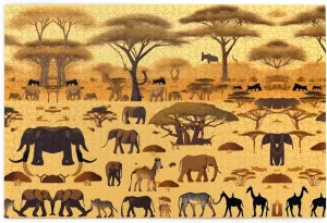African Grassland Animals Wooden Jigsaw Puzzle 1000 Pieces - Ideal for Birthday and Graduation Gifts, Leisure and Entertainment