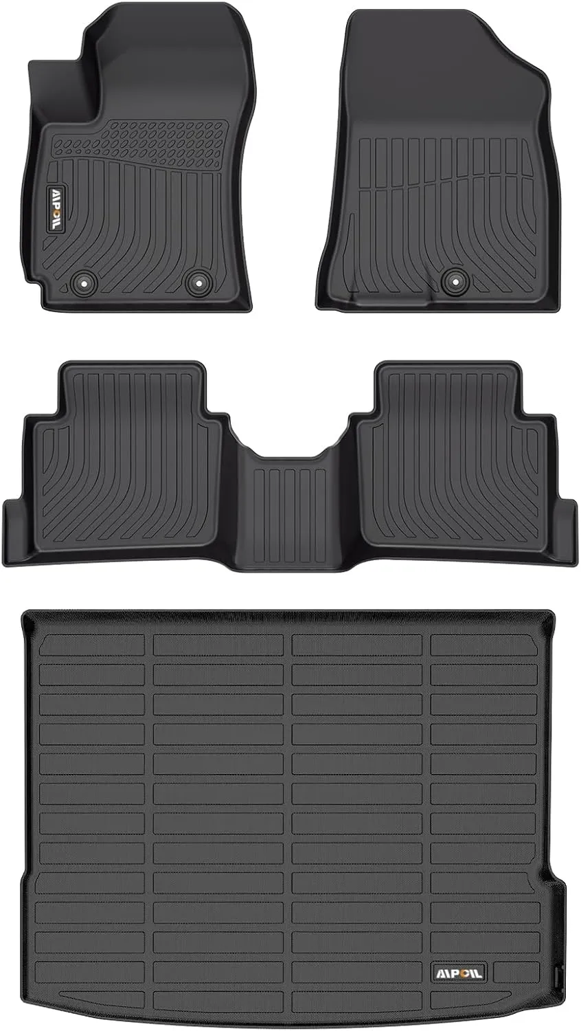 AIPOIL® Floor Mats & Cargo Liner Set for 2024-2025 Hyundai Kona All Weather Protection TPE Anti-Slip Automotive Full Set Custom Car Mats Accessories - Black