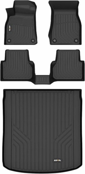 AIPOIL® Floor Mats & Cargo Liner Set for 2019-2025 Audi A6 (Not for A6 Allroad Models) All Weather Protection TPE Anti-Slip Automotive Full Set Custom Car Mats Accessories - Black
