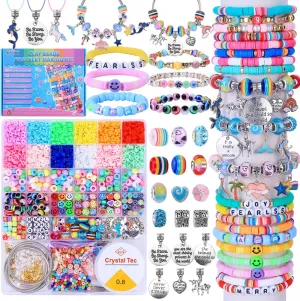 AIPRIDY 3600 Pcs Girls Toys Bracelet Making Kit, Unicorn/Mermaid Jewelry Activity, Flat College Style Beading for Friendship Jewelry Making, DIY Crafts for 4-12 Girls Birthday Christmas Gifts(Aqua)