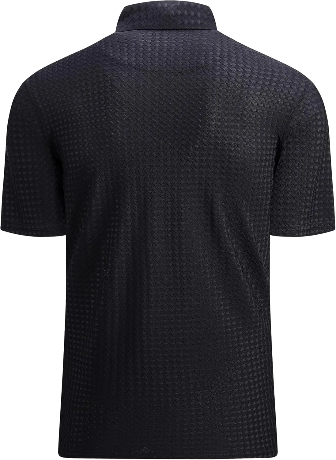 Alex Vando Mens Bubble Jacquard Polo Shirt Super Stretch Short Sleeve Polo Shirts for Men