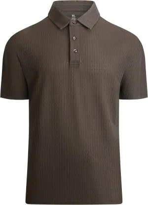 Alex Vando Mens Bubble Jacquard Polo Shirt Super Stretch Short Sleeve Polo Shirts for Men