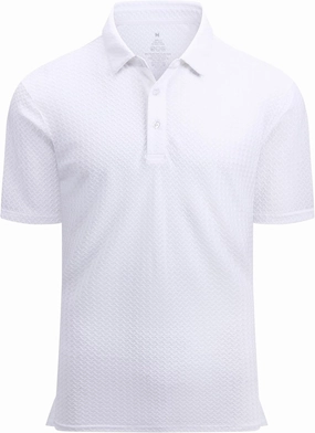 Alex Vando Mens Bubble Jacquard Polo Shirt Super Stretch Short Sleeve Polo Shirts for Men