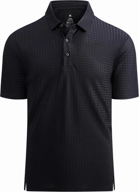 Alex Vando Mens Bubble Jacquard Polo Shirt Super Stretch Short Sleeve Polo Shirts for Men