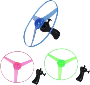 Alipis Kids Toys 3 Pcs Flying Disc Launcher Toy Outdoor Glow in The Dark Fly Toys with Saucer and Disk for Birthday Party Favors Bag Fillers Random Color Outdoor Toys
