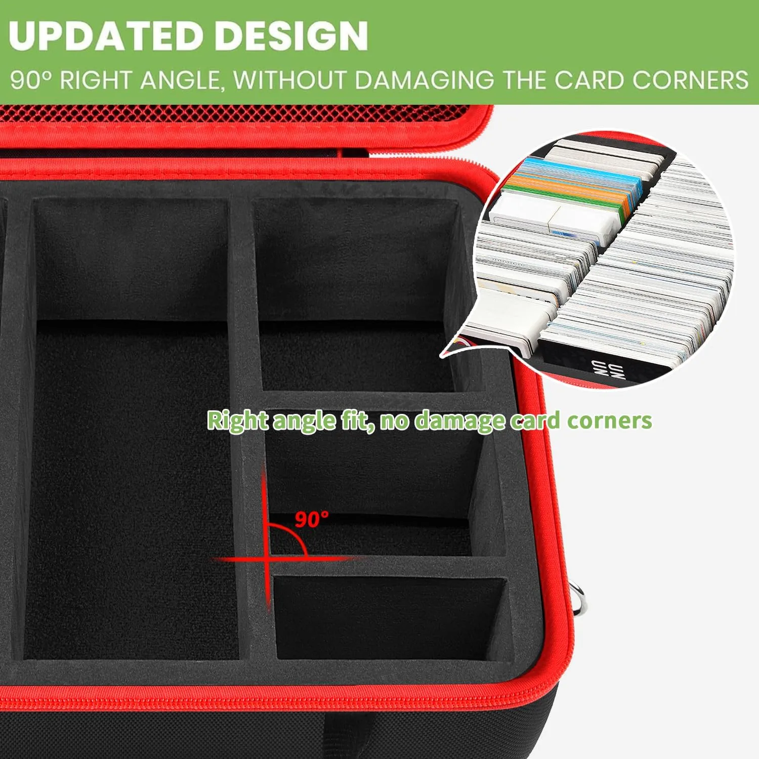 ALKOO Trading Card Case, 2000  Card Deck Box for MTG Commander, for YuGiOh, for Magic The Gathering, for Cards Against Humanity, Football Baseball Sports Collectible Cards Holder (Red)