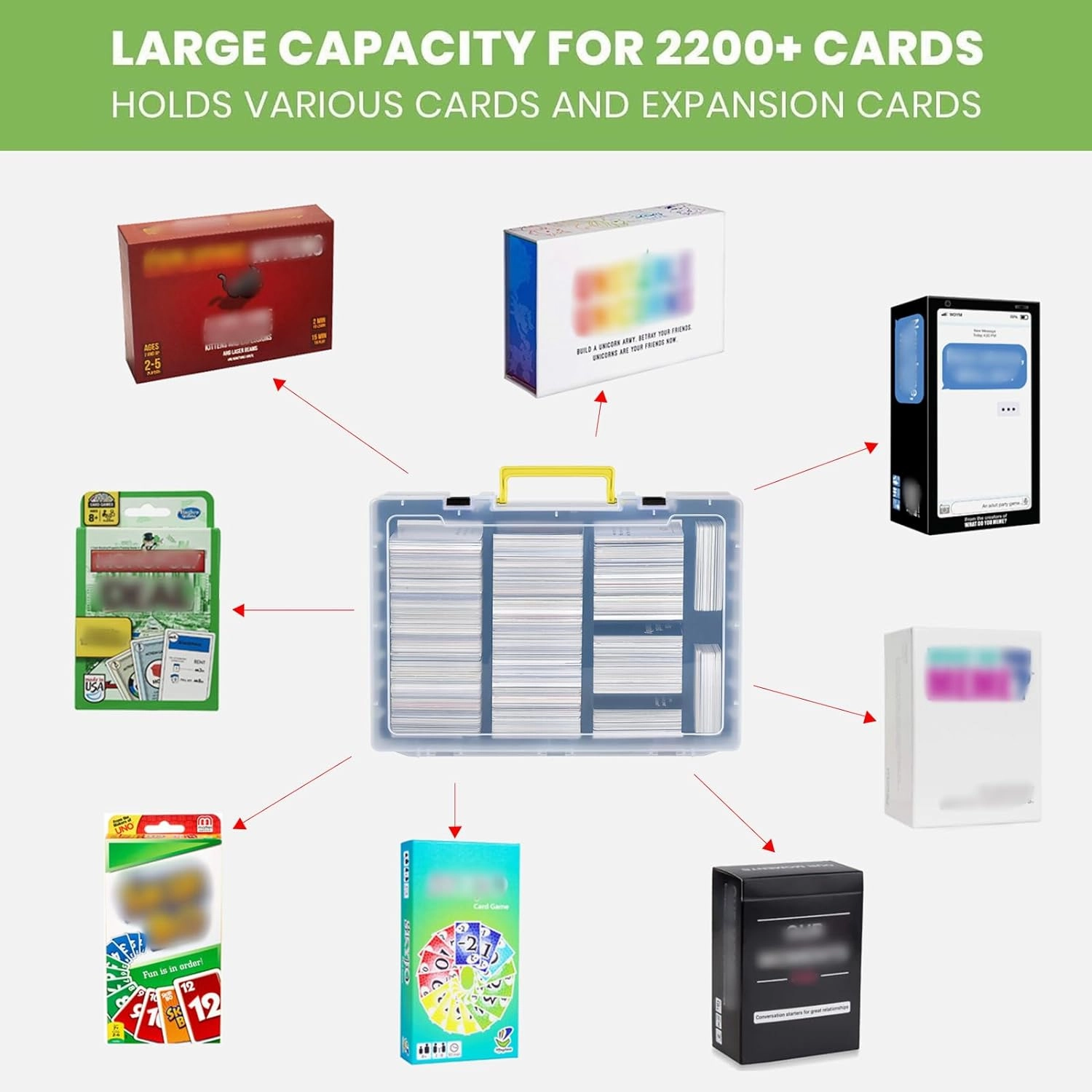ALKOO 2200  Large Trading Card Storage Box Case Holder for Kids Against Maturity, C.A.H MTG Deck Organizer for Cards Against Humanity/for Magic The Gathering Sports Cards& Expansions