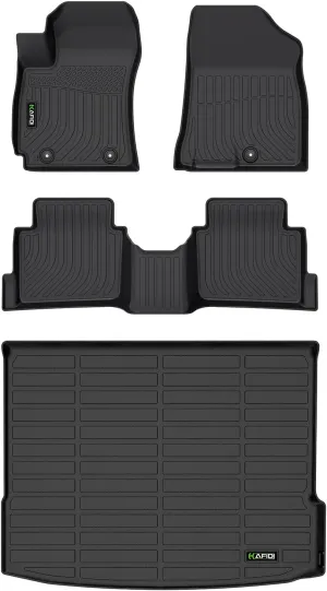 All Weather Car Floor Mats & Cargo Liner Set for Hyundai Kona 2024 2025 (Not for EV) Custom Fit Floor Liners Accessories - Black