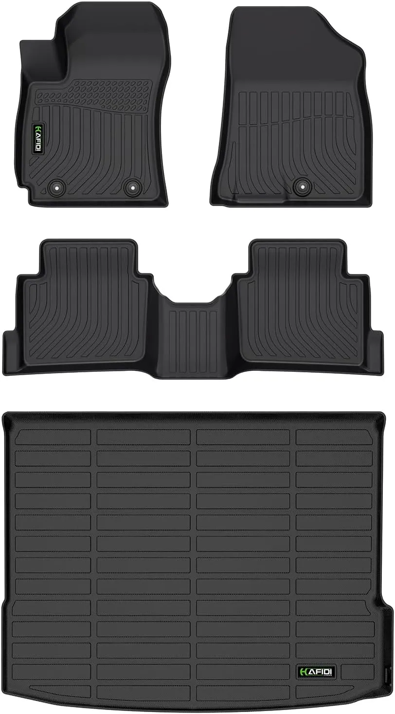 All Weather Car Floor Mats & Cargo Liner Set for Hyundai Kona 2024 2025 (Not for EV) Custom Fit Floor Liners Accessories - Black
