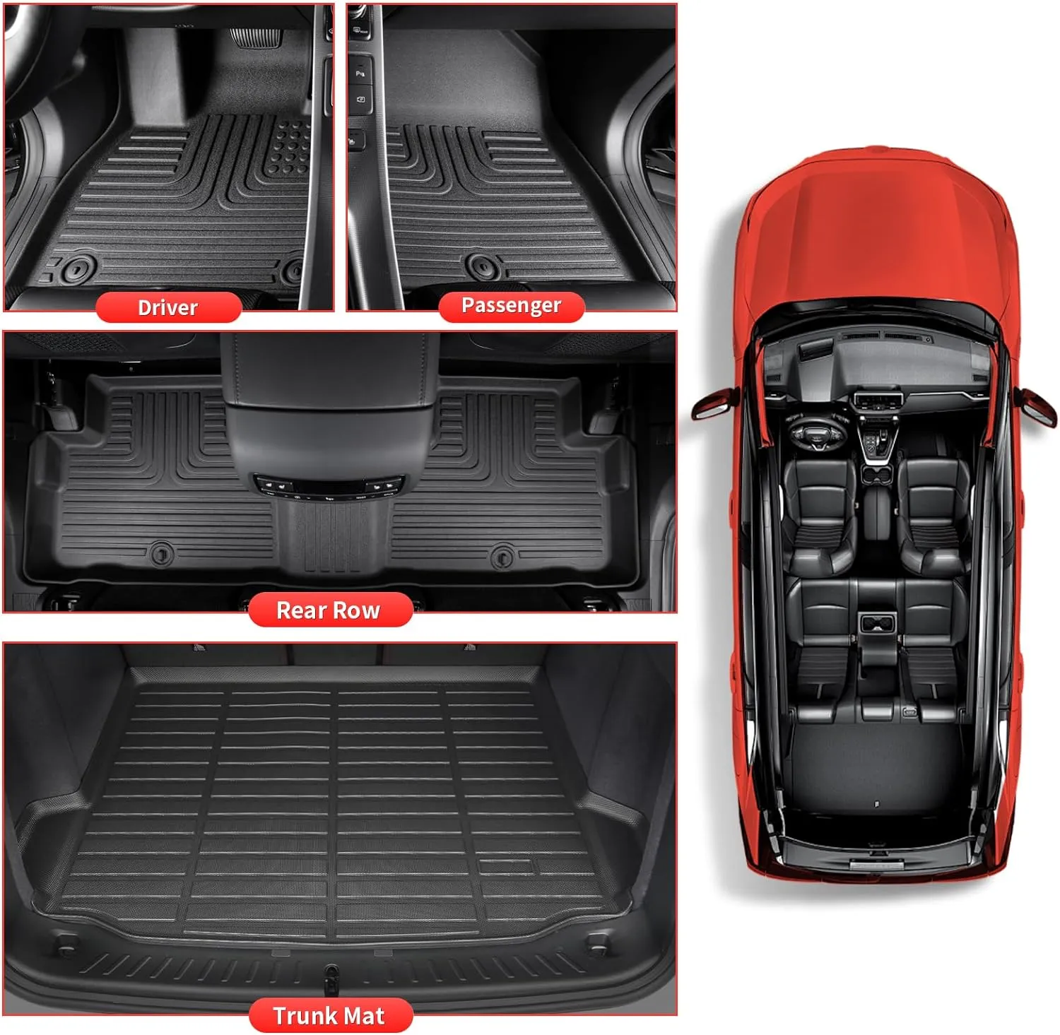 All Weather Floor Mats and Cargo Liners Set Fit for Mazda CX5 2025 2024 2023 TPE Car Mats Waterproof Anti-Slip Rubber Trunk Liner CX-5 Accessories
