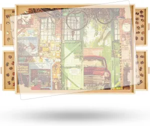 ALL4JIG 1500 Piece Rotating Puzzle Board with Drawers and Cover,25"x34"Portable Wooden Jigsaw Puzzle Table for Adults Portable,Lazy Susan Spinning Puzzle Boards Birthday Gift for mom