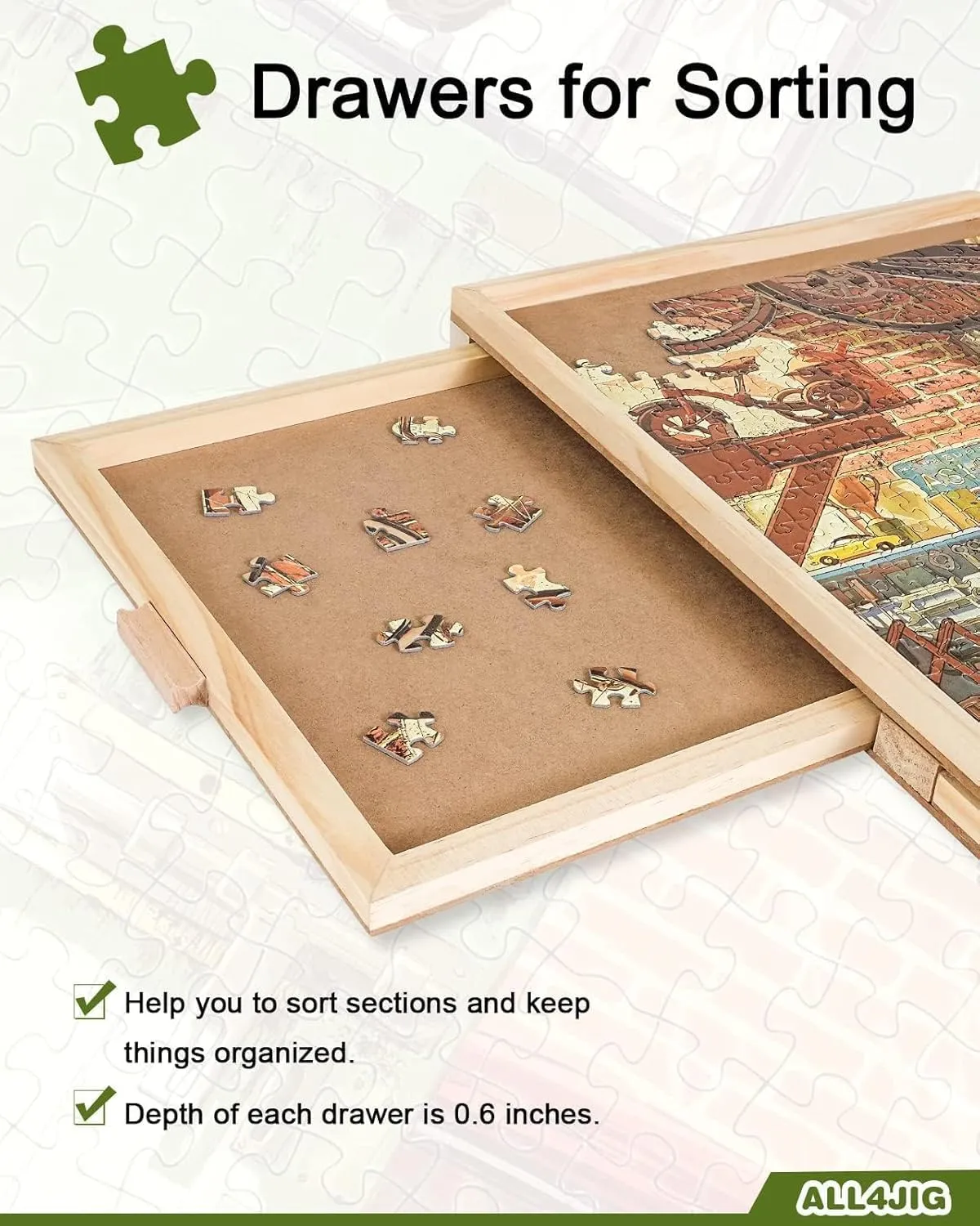 ALL4JIG 1500 Piece Rotating Puzzle Board with Drawers and Cover,25"x34"Portable Wooden Jigsaw Puzzle Table for Adults Portable,Lazy Susan Spinning Puzzle Boards Birthday Gift for mom