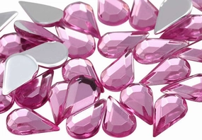 Allstarco 10x6mm Flat Back Teardrop Acrylic Rhinestones Plastic Gems for Jewelry Making Costume Jewels Cosplay Card Making Embelishments Crafts - 100 Pieces (Pink Hot H112)
