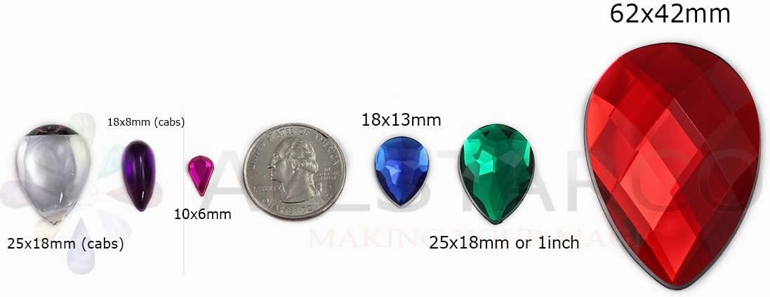 Allstarco 10x6mm Flat Back Teardrop Acrylic Rhinestones Plastic Gems for Jewelry Making Costume Jewels Cosplay Card Making Embelishments Crafts - 100 Pieces (Pink Hot H112)