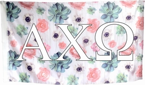 Alpha Chi Omega - Sorority Letter Flag (Succulent Design)