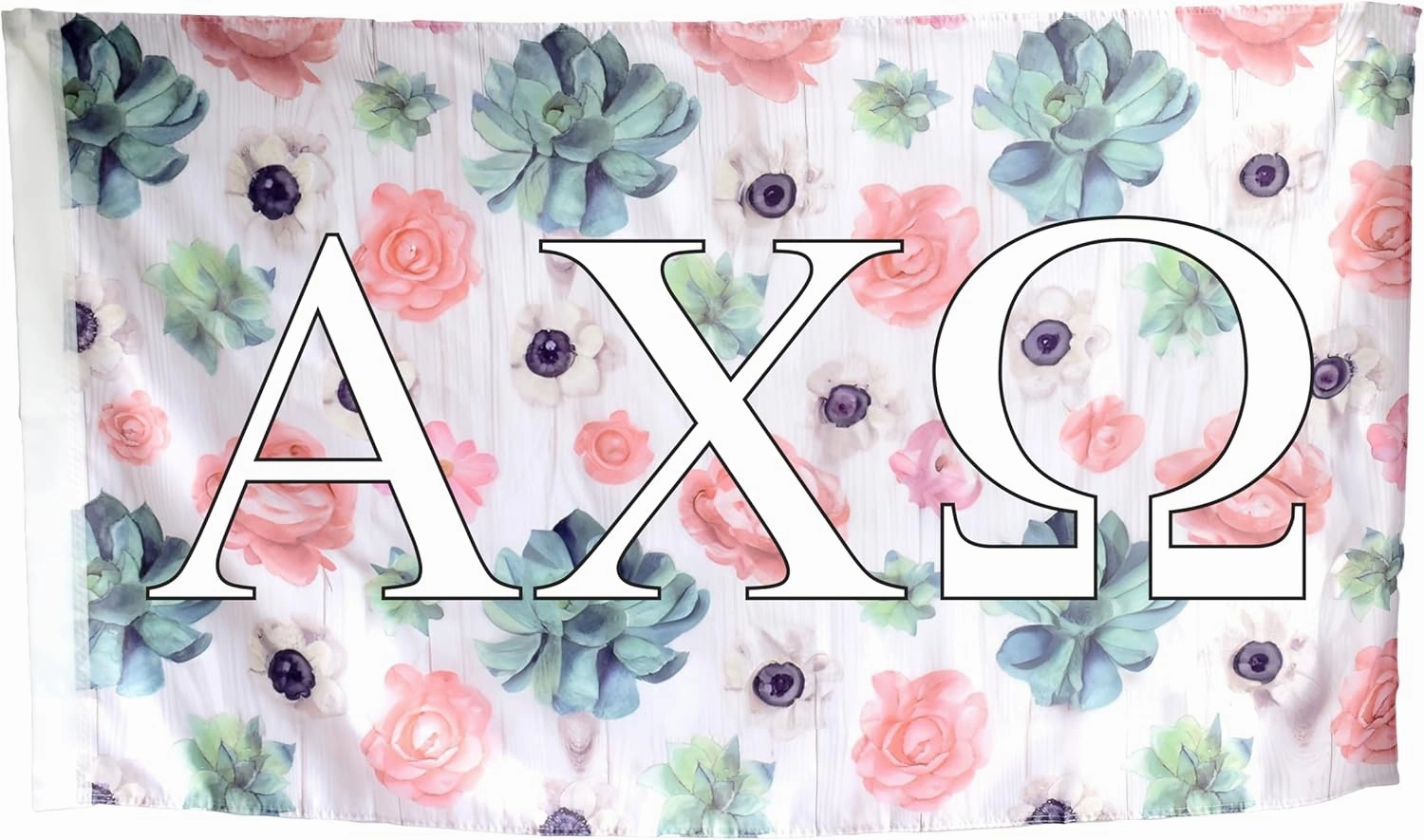Alpha Chi Omega - Sorority Letter Flag (Succulent Design)
