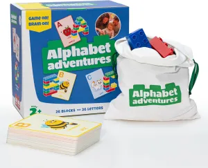 Alphabet Adventures – Toddler Learning Game with 26 Flash Cards & 26 Building Blocks | Montessori-Inspired Alphabet Toys for Kids 3  | Educational Gift | Phonics, Fine Motor & Cognitive Toy