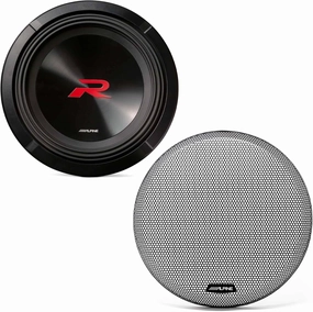 ALPINE R2-W12D4 R Series 12 Dual 4-Ohm Subwoofer KTE-12G.3 12-Inch Grille for Select Subwoofers Bundle