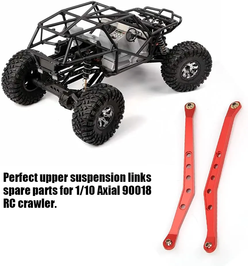 Aluminium Alloy Upper Suspension Links, RC Car Accessory for 1/10 Axial 90018 Crawler, Easy Install, Flexible Sturdy, Replaces Old Parts, Extends Toy Car Life, CNC Mach (Red)