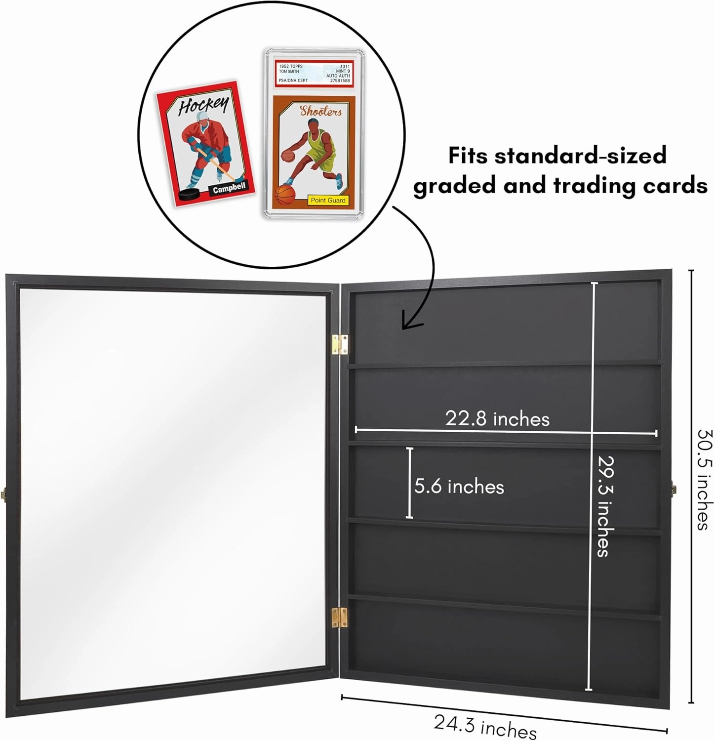 Americanflat 24x31 Baseball Card Display Case Lockable - Holds Up to 35 Collectible Cards - All-Star Collection - Wall Mount Trading Card Display Frame with Polished Plexiglass - Black Finish