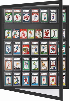 Americanflat 24x31 Baseball Card Display Case Lockable - Holds Up to 35 Collectible Cards - All-Star Collection - Wall Mount Trading Card Display Frame with Polished Plexiglass - Black Finish