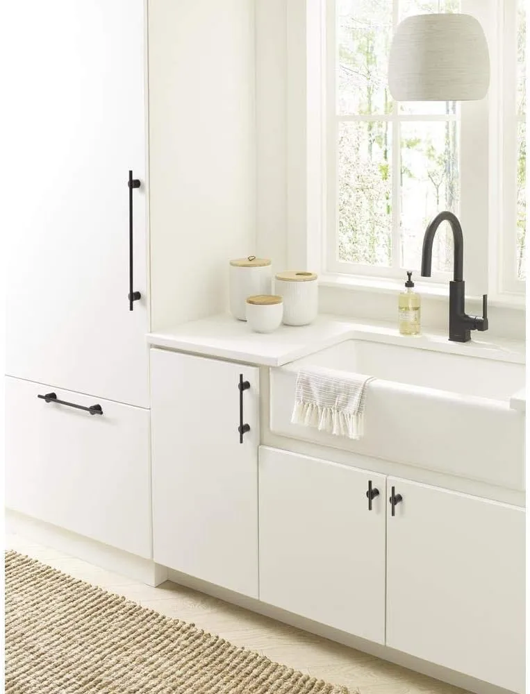 Amerock | Cabinet Pull | Matte Black | 5/8 inch (16 mm) Center to Center | Transcendent | 1 Pack | Drawer Pull | Drawer Handle | Cabinet Hardware