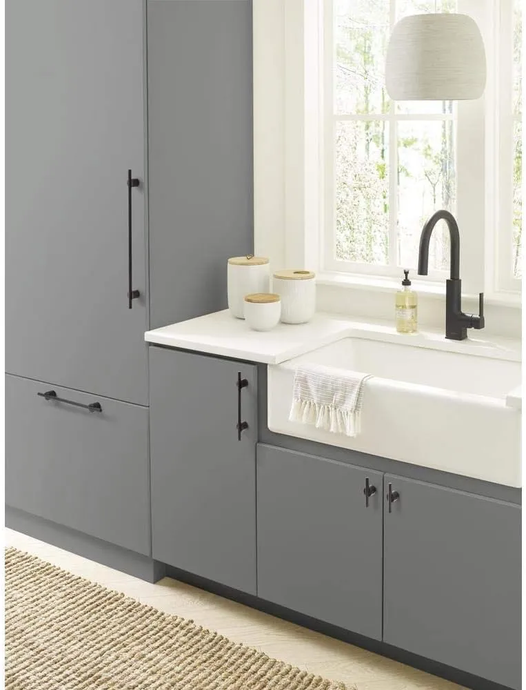 Amerock | Cabinet Pull | Matte Black | 5/8 inch (16 mm) Center to Center | Transcendent | 1 Pack | Drawer Pull | Drawer Handle | Cabinet Hardware