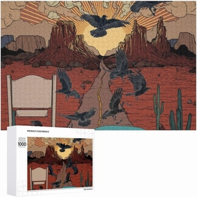 an Impossible Puzzle for Adults to Complete，Desert Road Trip A Van on A Journey Through A Dramatic Landscape with Birds1000 PCS，challenging