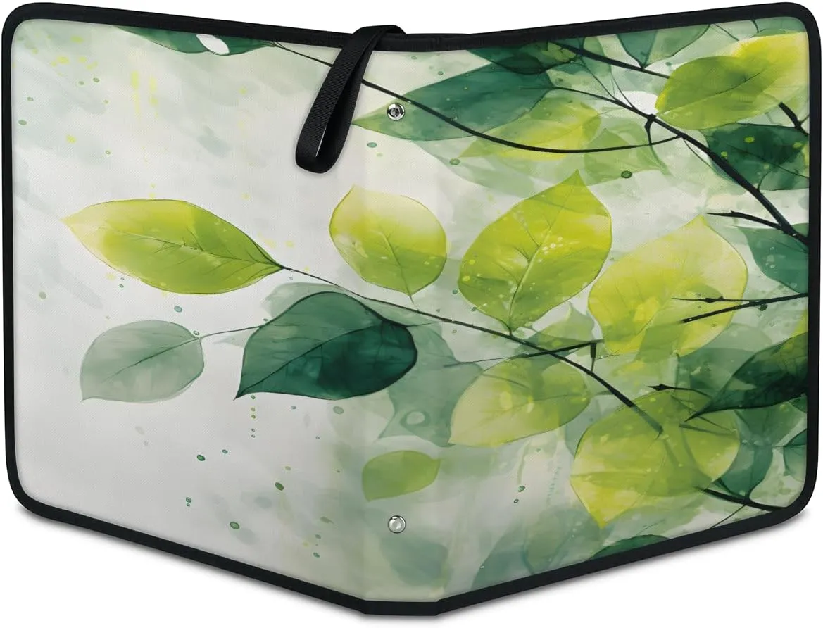 Ancient Leaf 3 Ring Trading Zipper Binder Strap, Trading Card Binder 4 Pocket, 400 Pockets Card Holder with 50 Removable Sleeves for Game Cards
