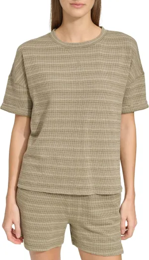 Andrew Marc Women's Short Sleeve Crewneck Relaxed Fit Pullover