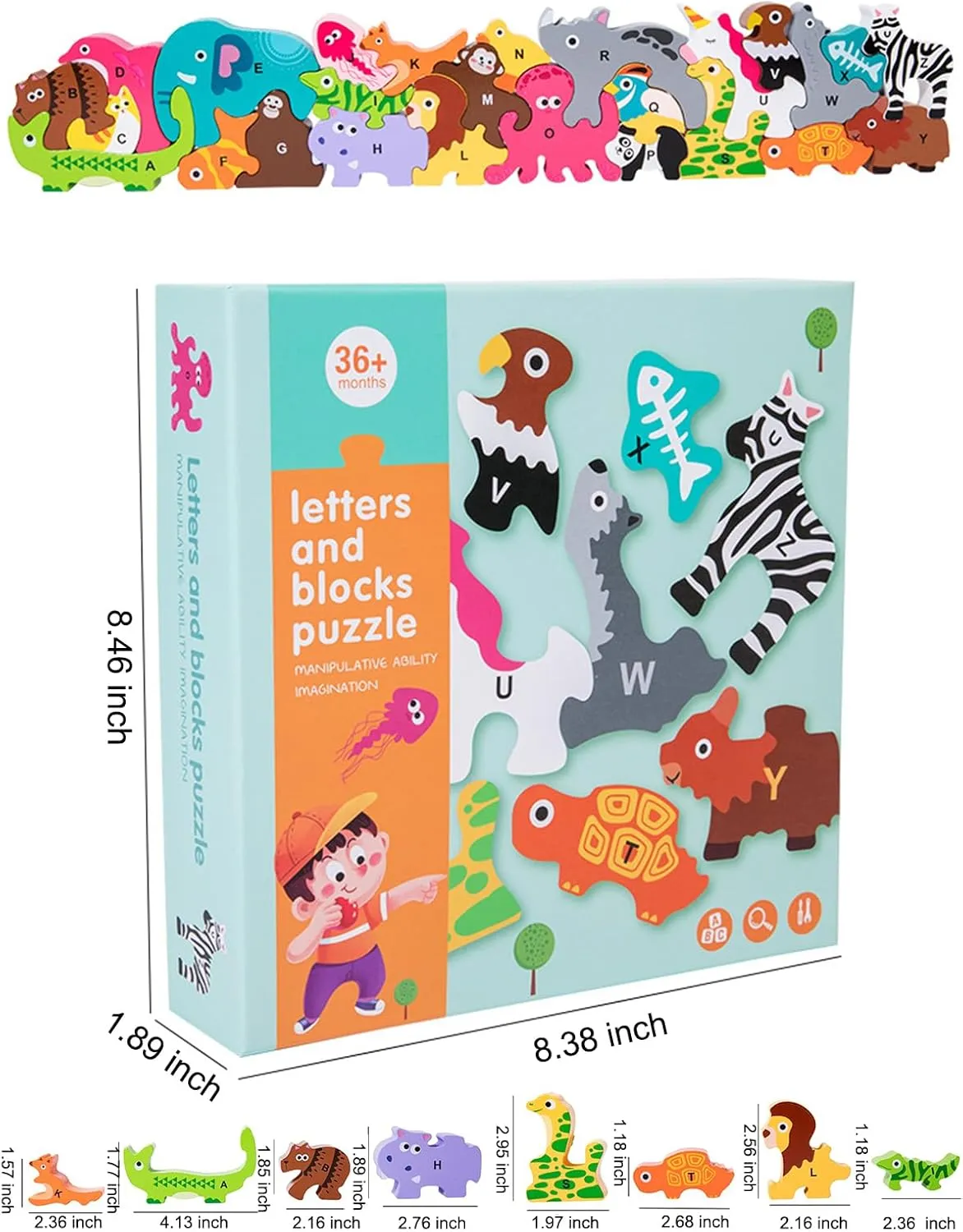 Animals Stacking Toys for Toddlers 3: 26PCS Zoo Tetras Balance Tower Game Puzzle - Wooden Montessori Toys for 4 5 6 7 Year Old for Kids Boys Girls Birthday
