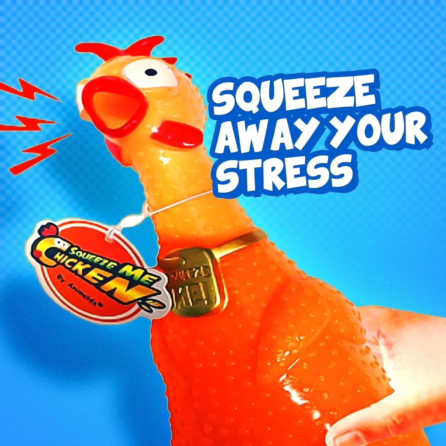 Animolds Squeeze Me Rubber Chicken Toy | Screaming Squeaky Chicken for Kids & Dogs | Novelty Prank Gag Gift (2 Pack Glow in The Dark)