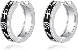 Ankh Hoop Earrings 925 Sterling Silver Viking Earrings Jewelry Gift for Women Men