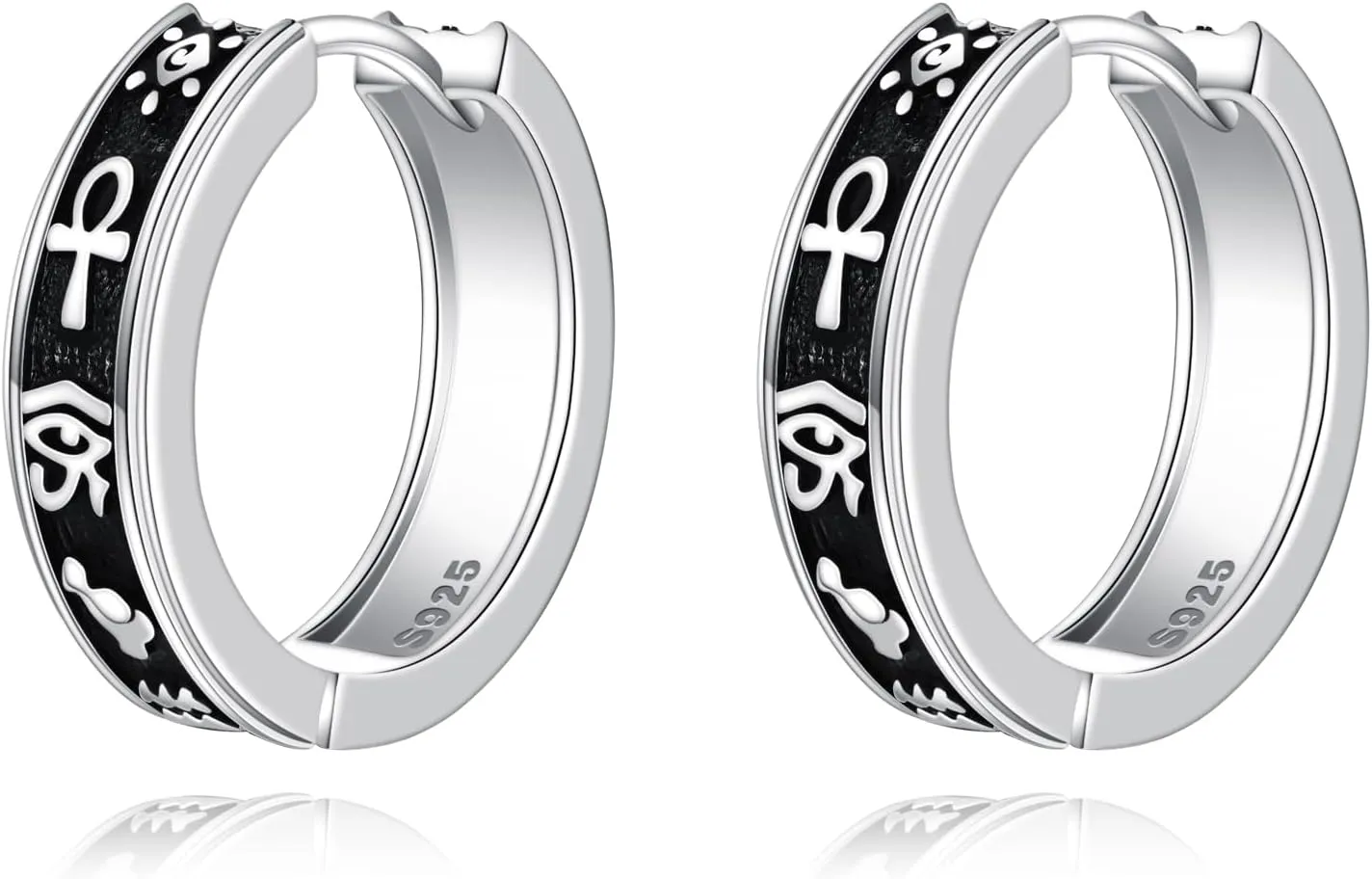 Ankh Hoop Earrings 925 Sterling Silver Viking Earrings Jewelry Gift for Women Men