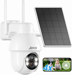 ANRAN Solar Camera Security Outdoor, True Wireless 2.4GHz WiFi Camera for Home Security with Solar Panel, 360° Panoramic View, PIR Motion Detection, 2K Color Night Vision, Compatible with Alexa