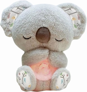 Anxiety Relief Koala Plush, Stuffed Animal for Anxiety Adults and Kids,with Music Lights and Rhythmic Breathing Movements(Grey)