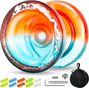AOE Professional Yoyo for Kids 8-12 or Above, Responsive Yo yo with Deep Finger Holes, Dual Function Trick Yo-yo for Adults, with Unresponsive Bearing, 10 Strings, Case